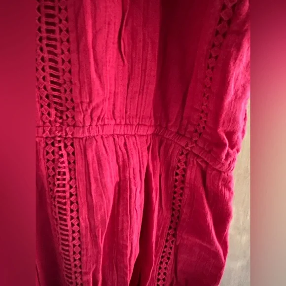 Joie red gauze, embroidered, midi dress, size large, NWT - Picture 6 of 12